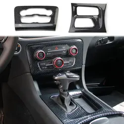 Carbon Fiber Pattern Central Control Air Conditioning A/C Gear Shift Panel Cover Trim Sticker For Dodge Charger 2016-2021