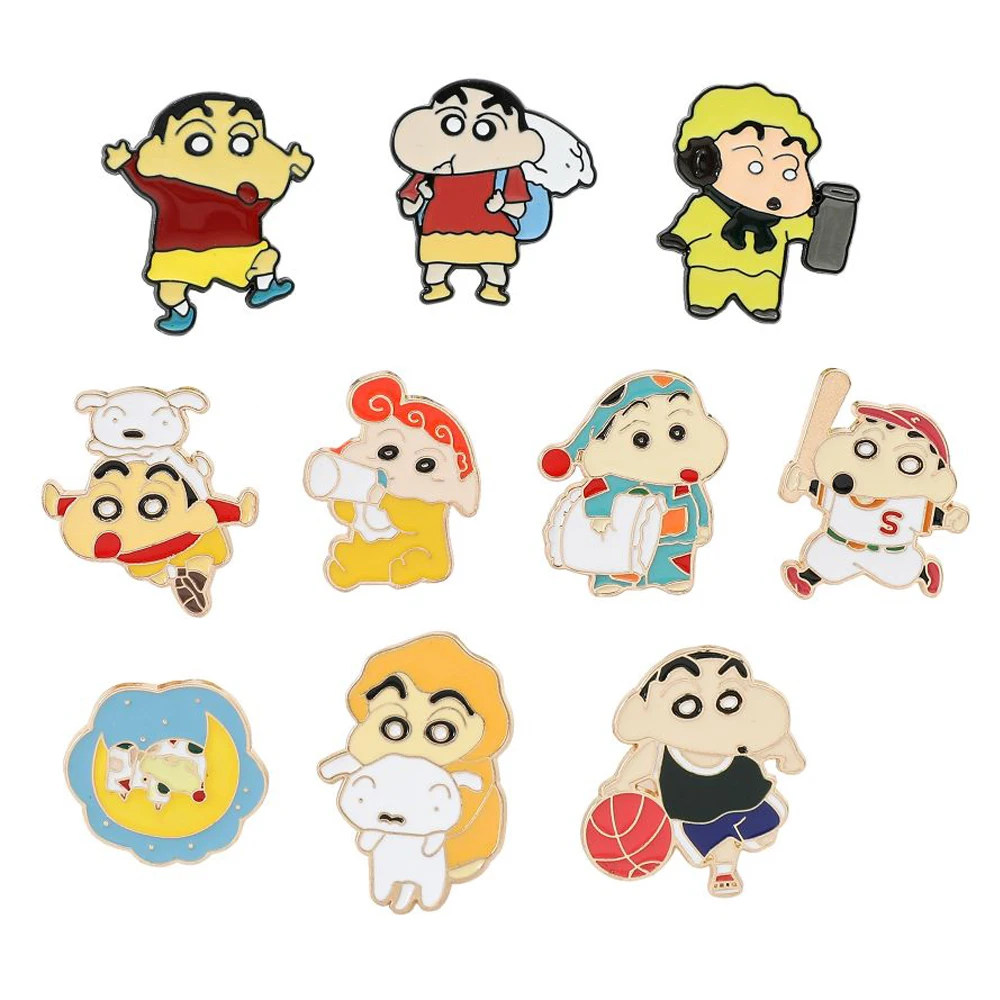 Cute Cartoon Crayon Shin-Chan Lapel Pins Nohara Shinnosuke Enamel Badges on Backpack Japan Anime Brooch Clothes Accessories