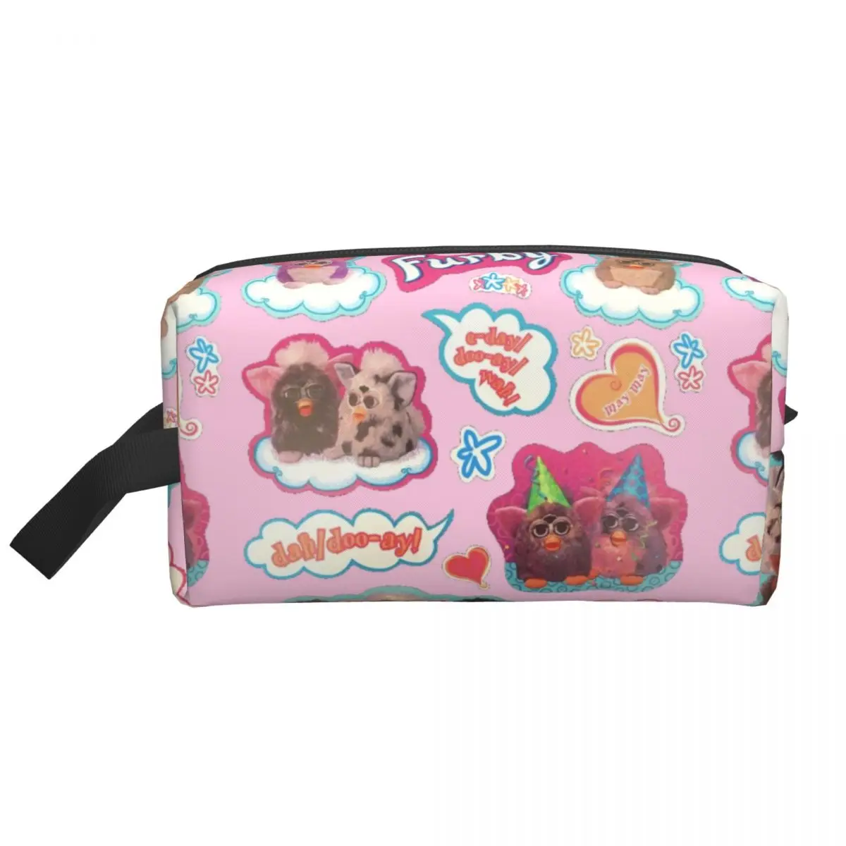 Travel Cartoon Animal Robot Furbys Toiletry Bag Cute Makeup Cosmetic Organizer Women Beauty Storage Dopp Kit Box