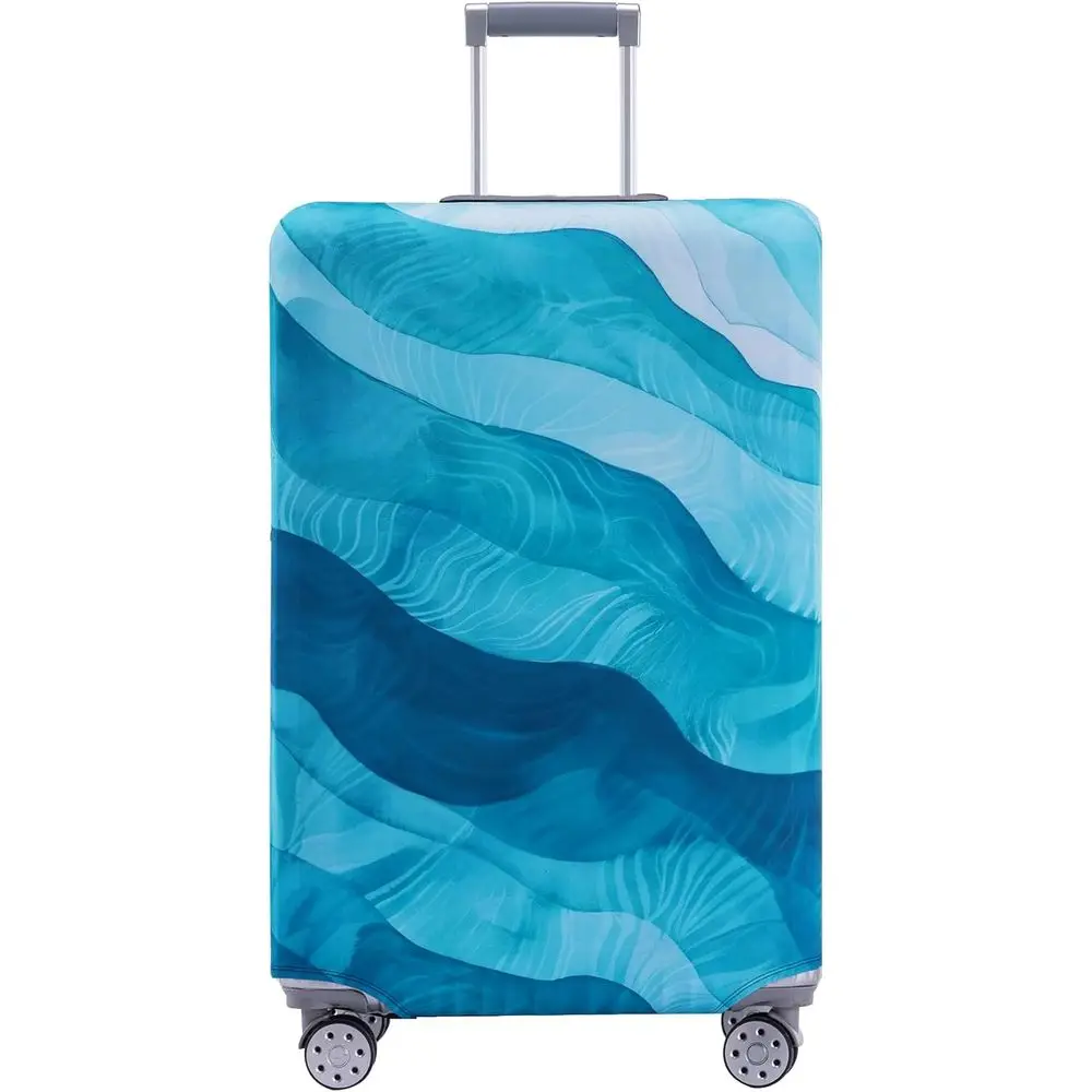 TSA Approved Large Suitcase Cover Protector, 18-32 Inch Sizes, Blue Wave Pattern (Large)