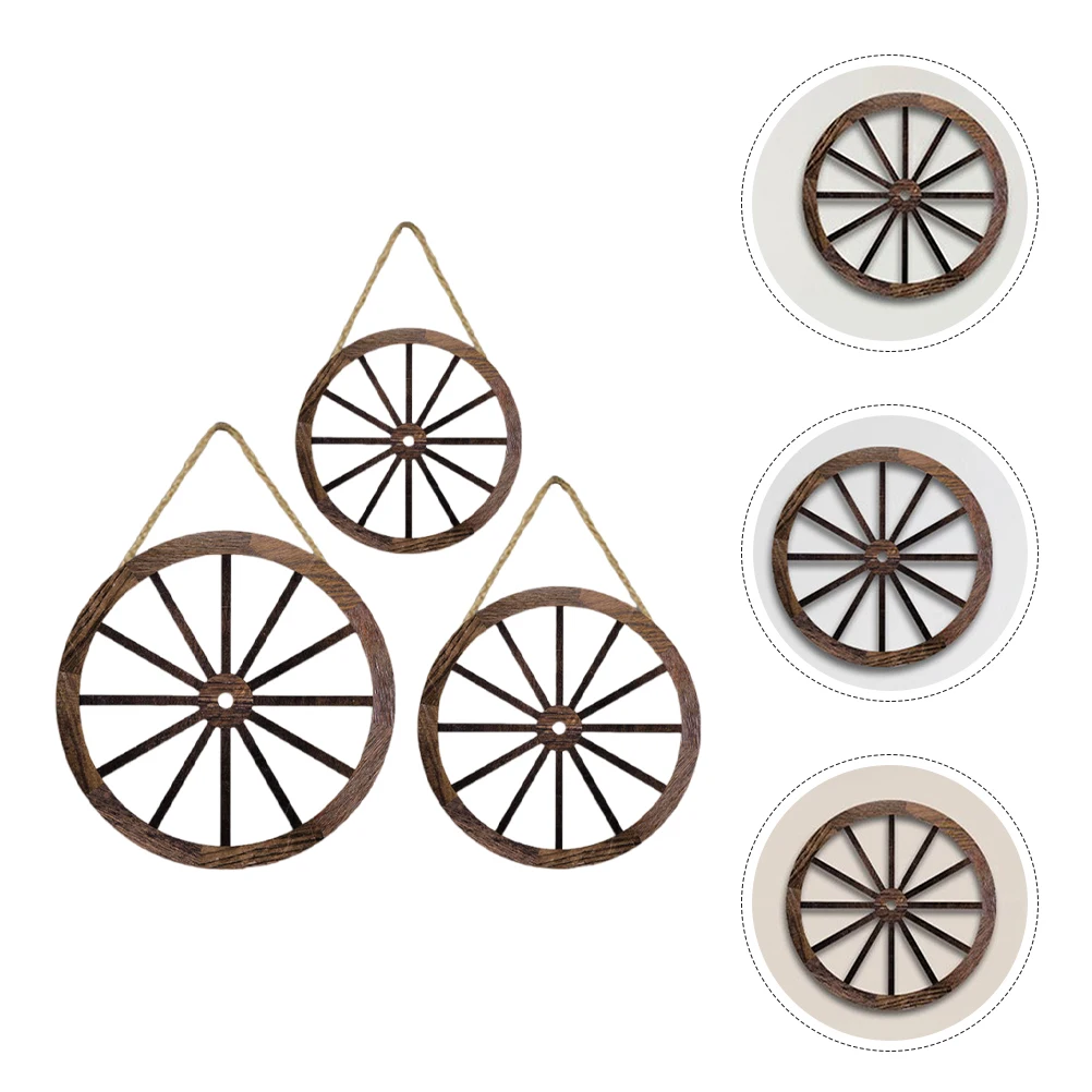 

3Pcs Wooden Wall Decor Vintage Wood Wheel Art Hanging Decorative Living Room Home Garden Gift Wall Decorations