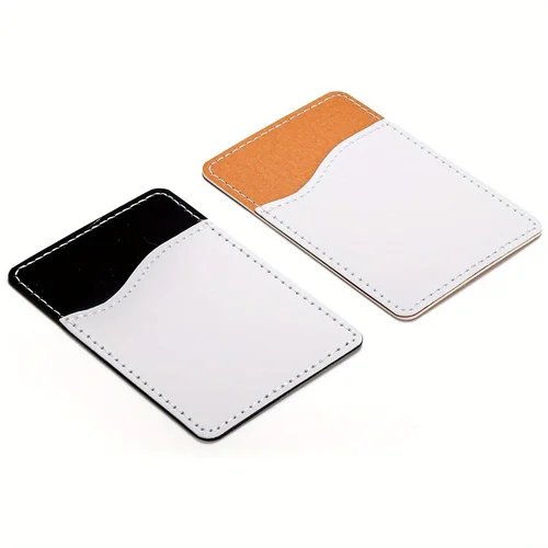 Imagen 2 del producto Cartera para teléfono en blanco con sublimación, tarjetero de cuero PU para la parte posterior del teléfono, bolsillo para tarjetas de crédito DIY para funda de teléfono, 5/10 Uds.