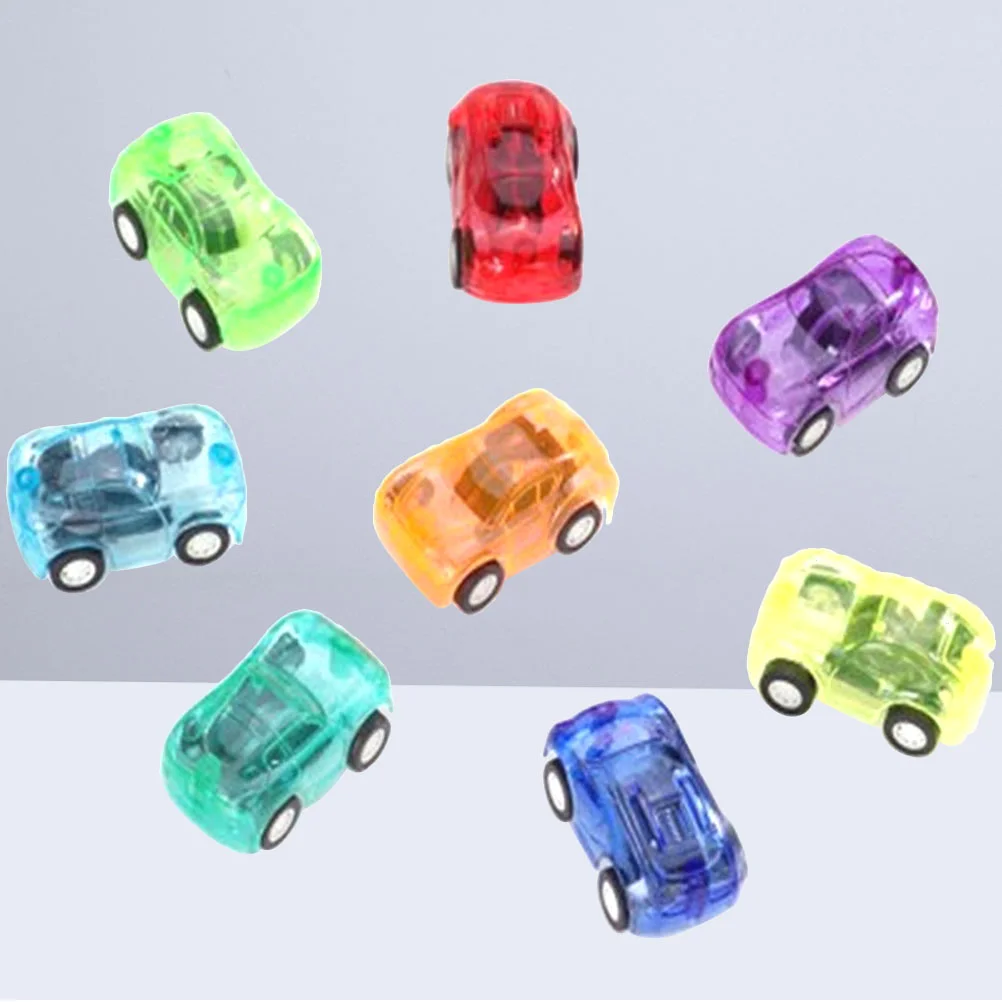 20szt Mini Pull Back Car Toy Przezroczyste małe pojazdy Zabawki Plastikowe zabawne samochody dla dzieci Maluch (losowy kolor)