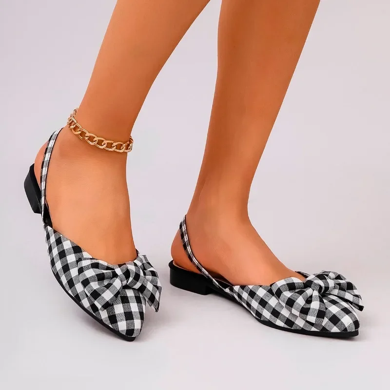 

2025 модные элегантные неглубокие женские сандалии с закрытым носком, летнее платье с узлом-бабочкой, одинаковые по цвету бестселлер, удобная обувь