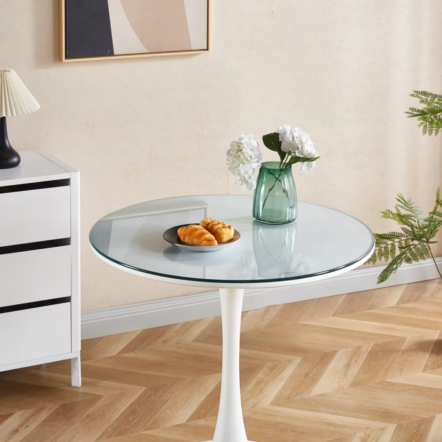 

Tempered clear glass top,50CM