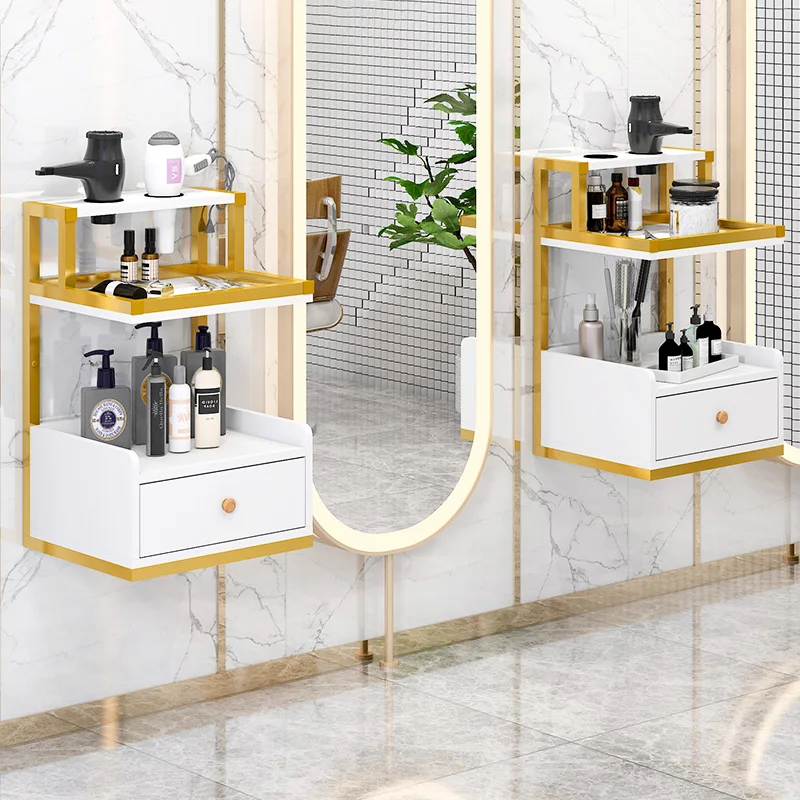 

Wall-mounted barber shop tool cabinet Hair salon special tool table Hair salon wall-mounted storage drawer hair cutting cabinet