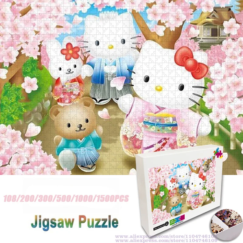 

Семейная головоломка Sanrio Hello Kitty, головоломка для мамы, папы и брата, 108/200/300/500/1000/1500 шт., интеллектуальные головоломки для детей