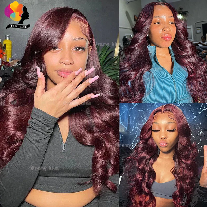 13x6 Burgundy Body Wave Lace Front Human Hair Wigs for Black Women 99J Red Lace Frontal Wigs 13x4 Transparent Lace Front Wig