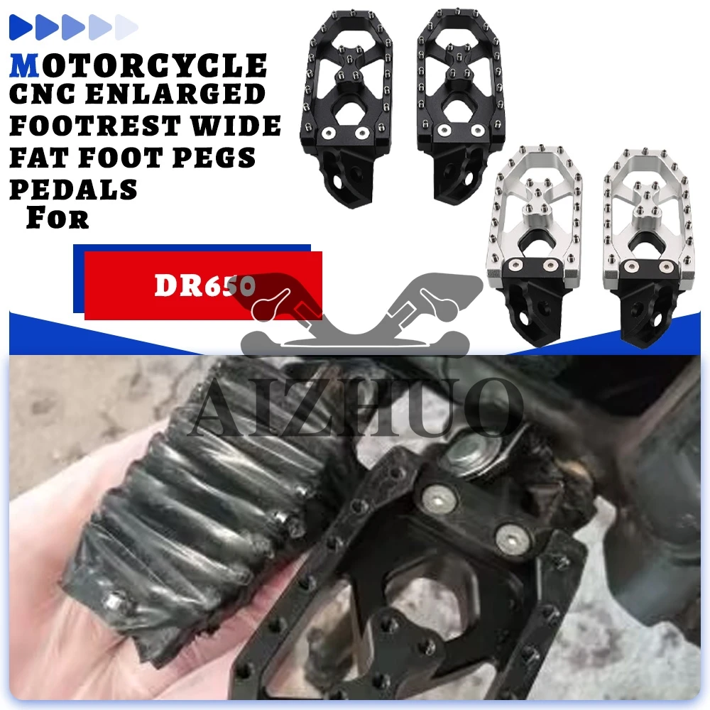 

For SUZUKI RM85/DRZ250/DRZ125L/DR200/DR250/DR350/DR650/SE 1990-2023 Moto Accessories CNC Enlarged FootRest Wide Foot Pegs Pedals