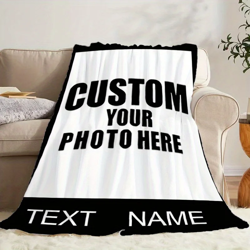 

Персонализированное фото-одеяло с именем и текстом, мягкое флисовое покрывало, подарок, декор для дома, тема «Память»