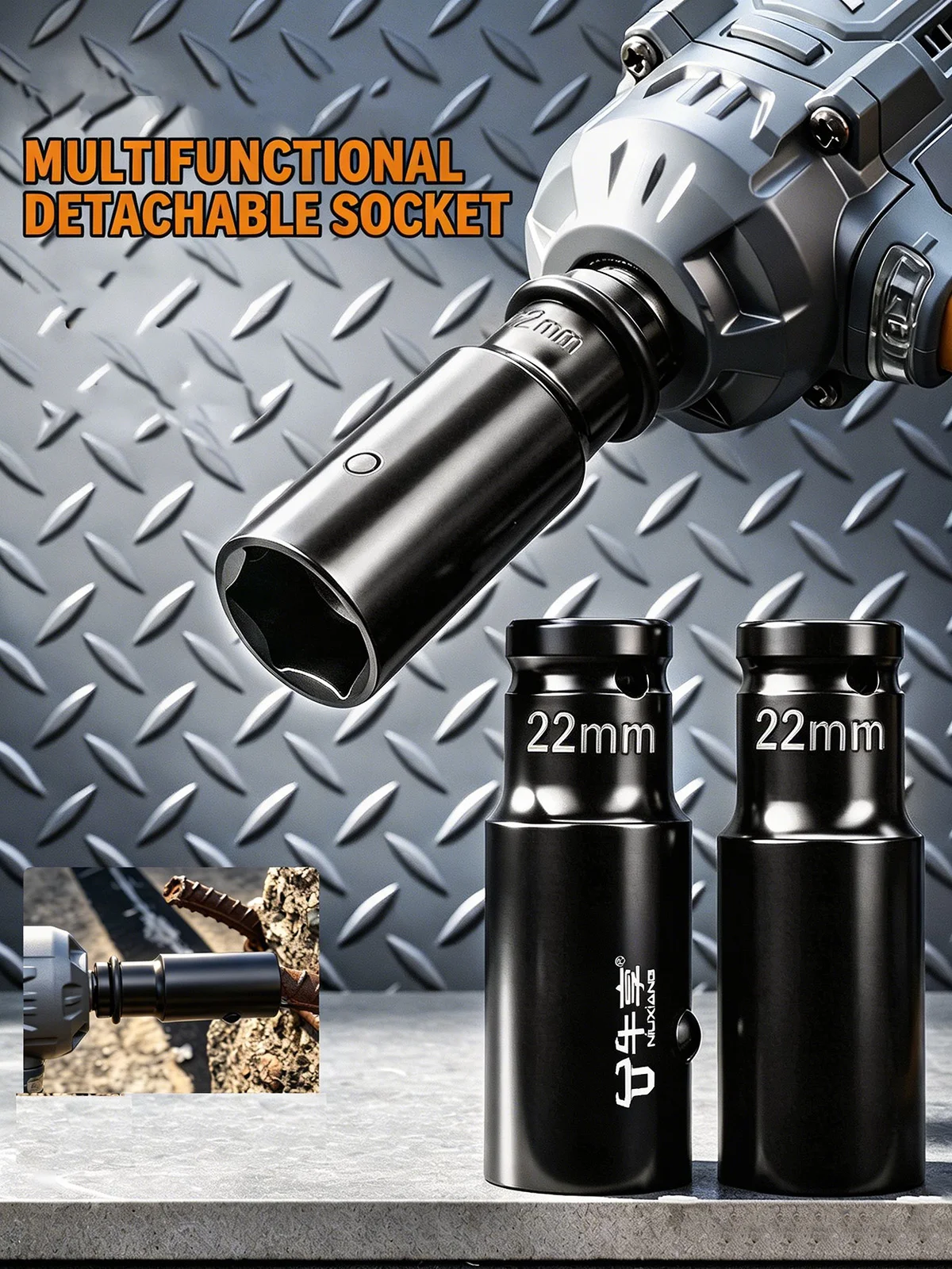 1/2 Inch Drive Impact Socket Multifunction Screw Rod Scaffold Disassembly Sleeve Cr-Mo Steel Waterproof Tie Rod Removal Tool