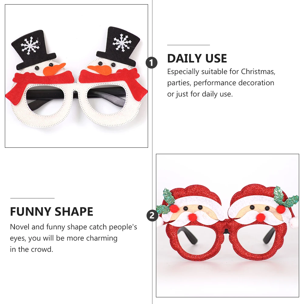 

Christmas Glasses Set Novelty Eyeglasses Reusable Quality Material Creative Design Photo Decorations Party Supplies Christmas