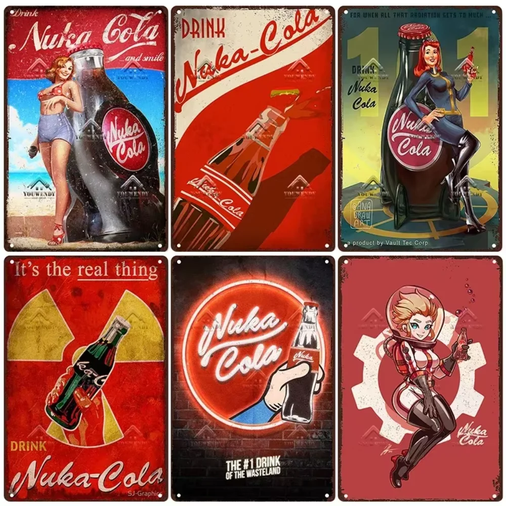 Nuka-carteles de bebida de Cola, letrero de Metal Retro, placa de Metal, decoración de pared Vintage para Bar, Pub, Club, cueva de hombre, añade diversión