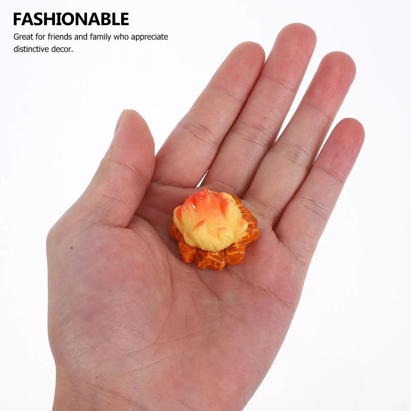 10Pcs Mini Resin Bonfire Statue Lifelike Flame Detail Garden Terrarium Desktop Bookshelf Decor Micro Landscape Bonfire Figure