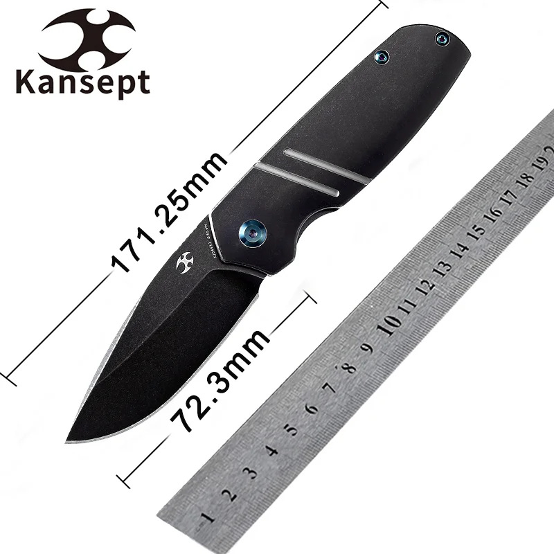 

Kansept Turaco K2049A2 Drop Point Black Stonewashed CPM S35VN Folding Knives Blade with Titanium Handle for Camping Hunting EDC