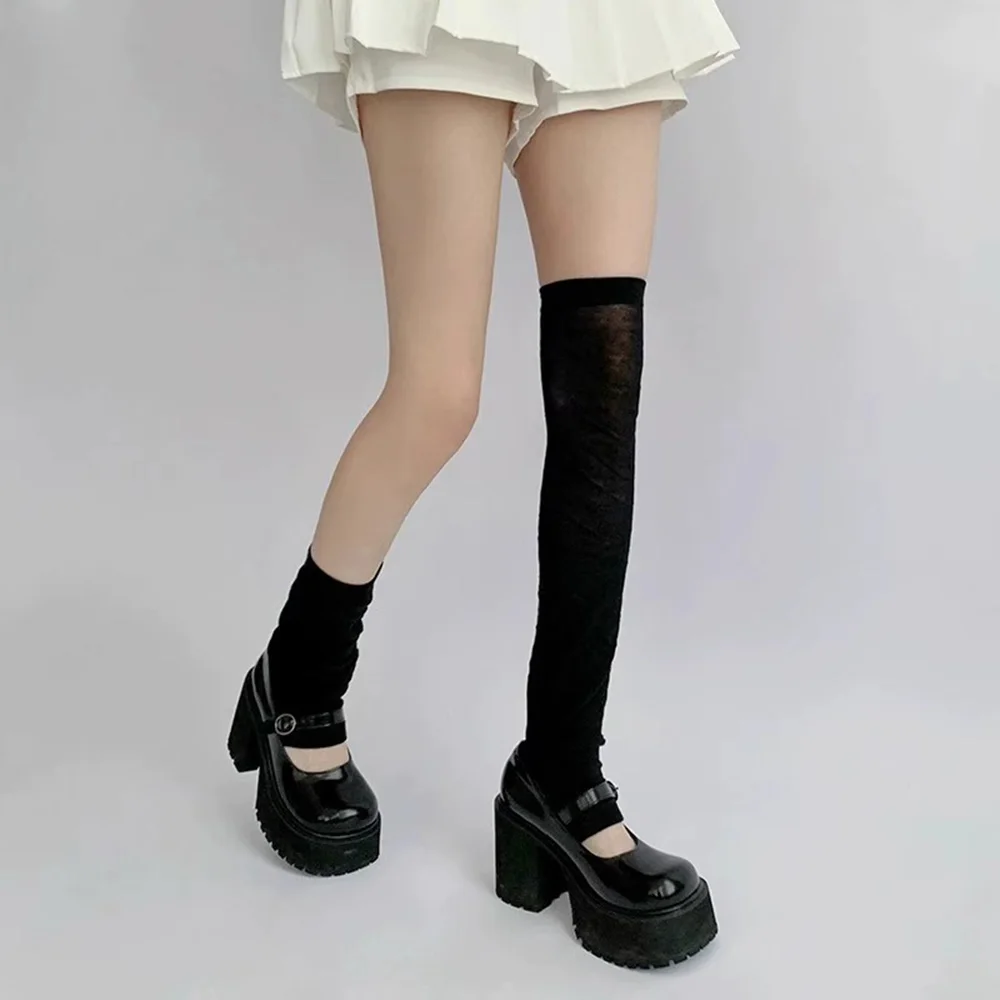 Calcetines de pantorrilla de alta calidad para mujer, calentadores de pies, uniforme de burbuja, moda coreana, Lolita, niña, calcetines sueltos, calentadores de piernas, 1 par