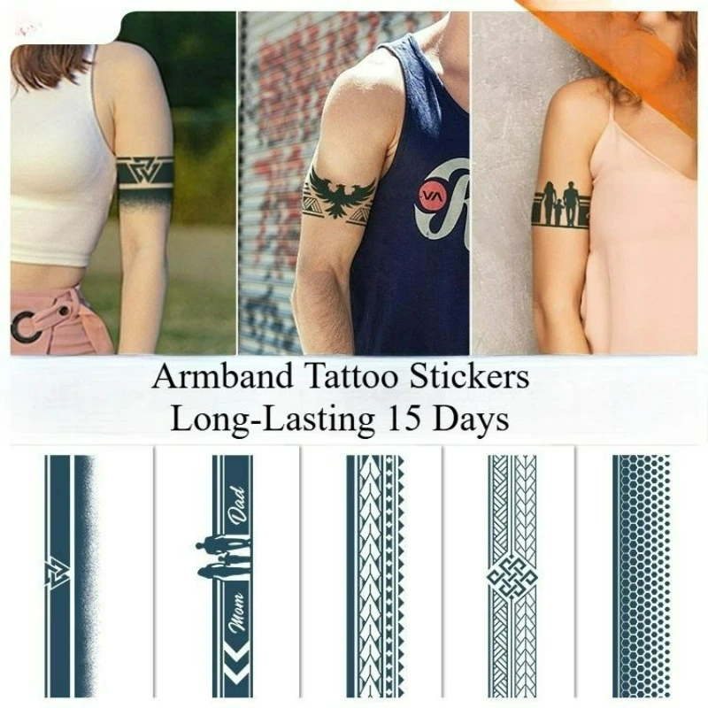 

Long-Lasting 15 Days,Waterproof Temporary Tattoos for Men Women,Armband Tattoo Stickers,Semi-Permanent Fake Tattoo
