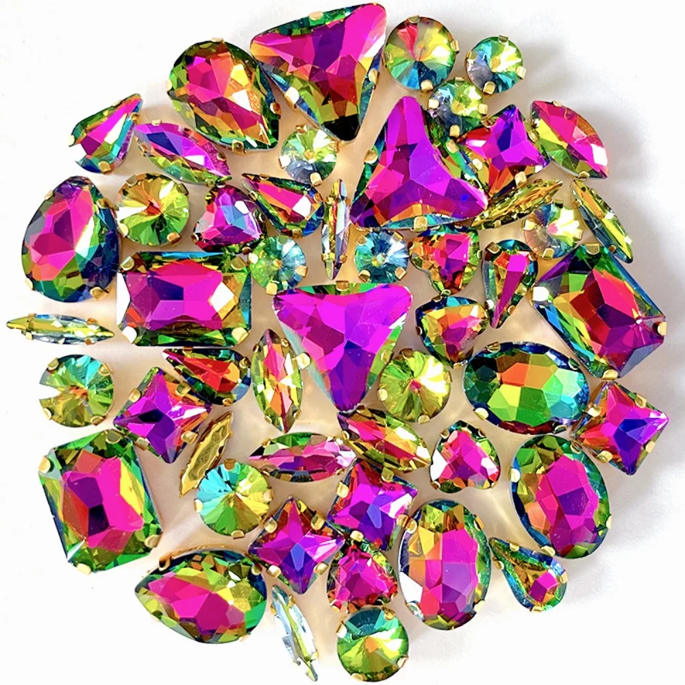 

50 шт., хрустальные стеклянные бусины Super Flash, смешанная форма, коготь, стразы, ручная пришивка, бриллианты для классических сумок, обуви, ювелирных изделий, поделок своими руками