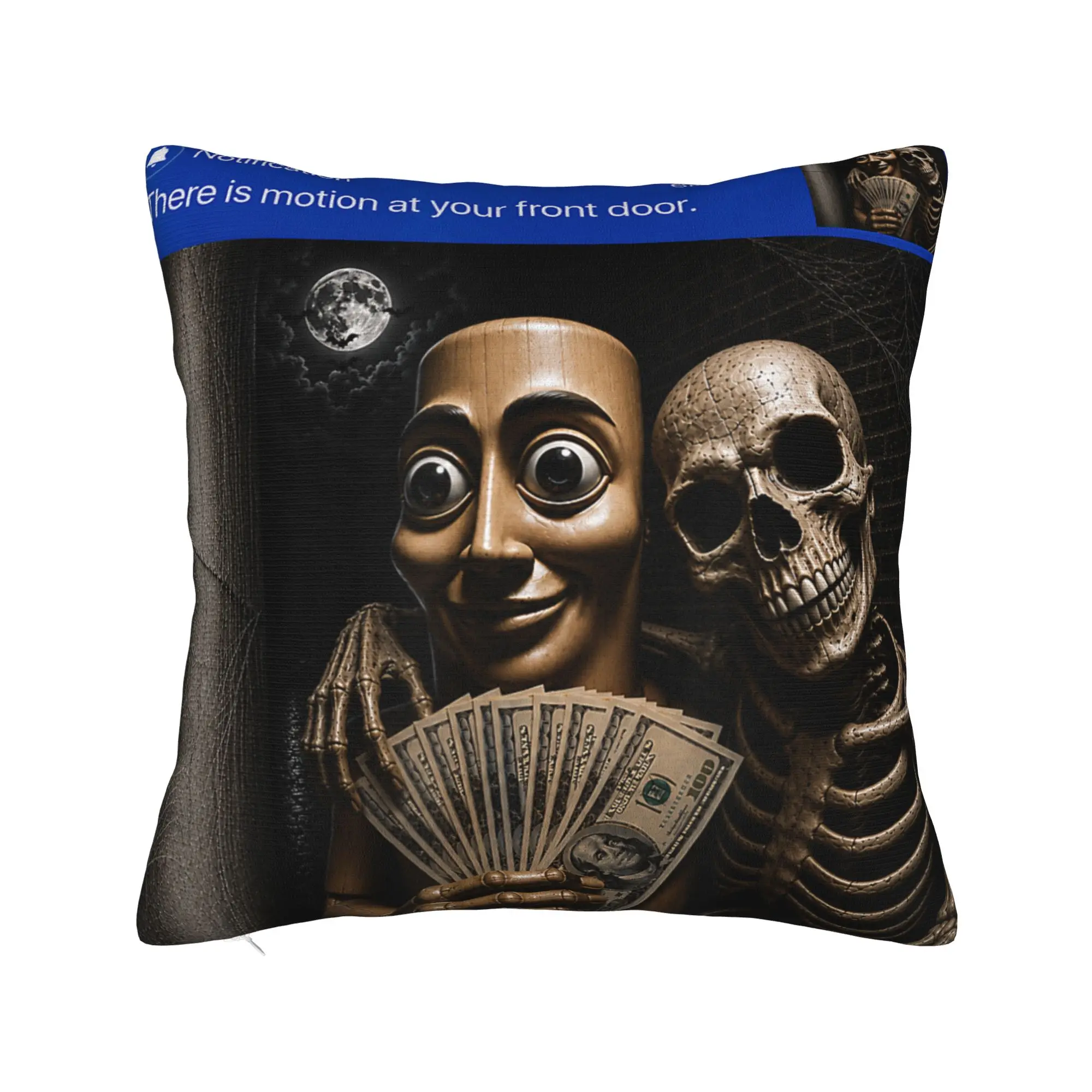 There is Motion at Your Front Door Tung Tung Tung Sahur Skeleton Pillowcase Soft Cushion Cover Pillow Case Cover Chair Zippered