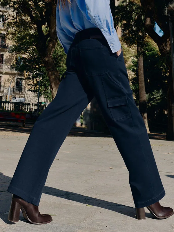 

Модные прямые рабочие брюки с высокой талией и поясом. Женские универсальные зимние брюки Quali Crtsmanip, длинная длина.