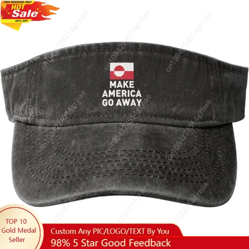 Make America Go Away Greenland Flag Visor Sun Sports Hat Adjustable Cotton Ball Caps for Men Women