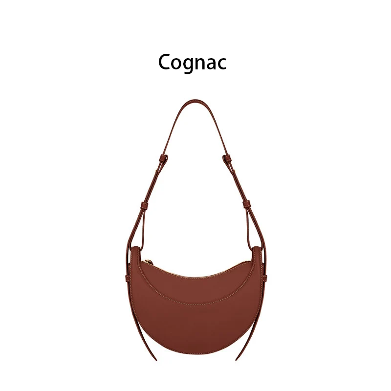 Franse Niche Design Schoudertas met enkel schouderband Halvemaanvormige tas Y2k Dames Echt Lederen Halvemaanvormige tas