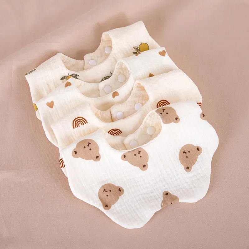 Cotton Gauze Flower Shape Bib Saliva Towel Baby Bandana Scarf Cute Newborn Infant Feeding Bibs Burp Cloths for Kids Boys Girls