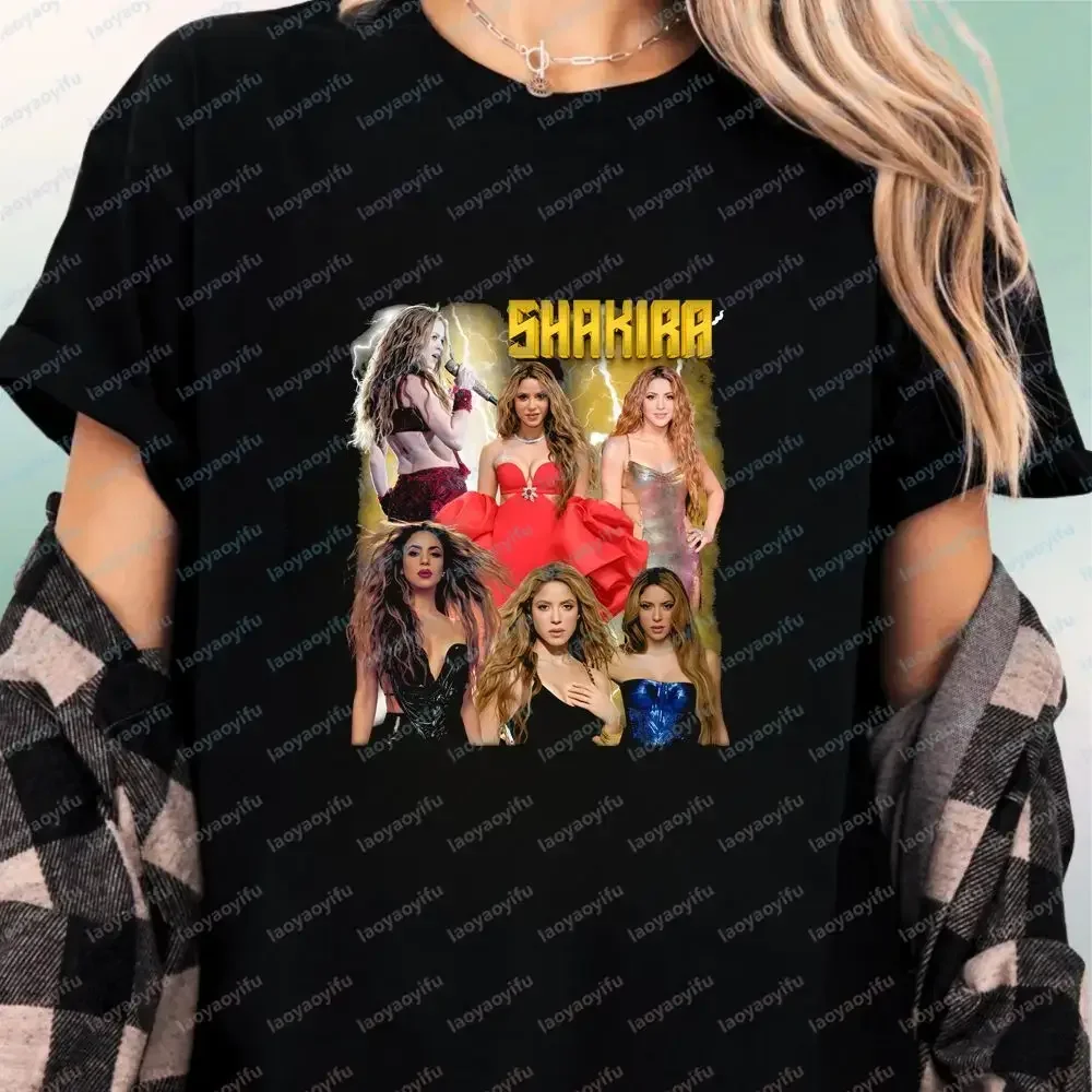 Unique Fashion - Shakira - Retro Copycat Style Short-Sleeved Men's and Women's Universal Shirt Pattern Large T-Shirt