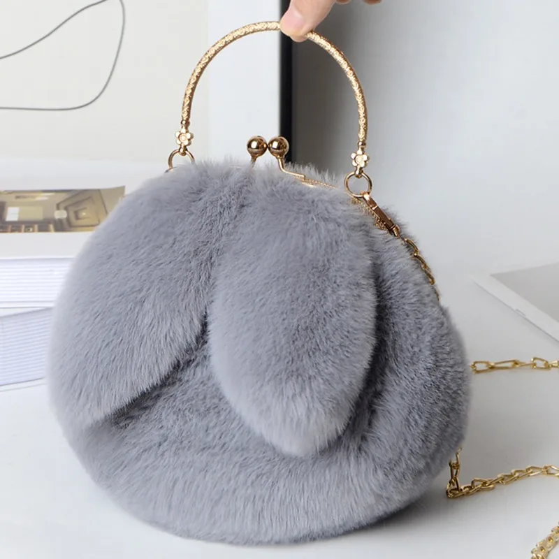 Cute Plush Rabbit Crossbody Bags for Women Korean Version Cute Purses and Handbags Girls New Rabbit Ear Shoulder Messenger Bag