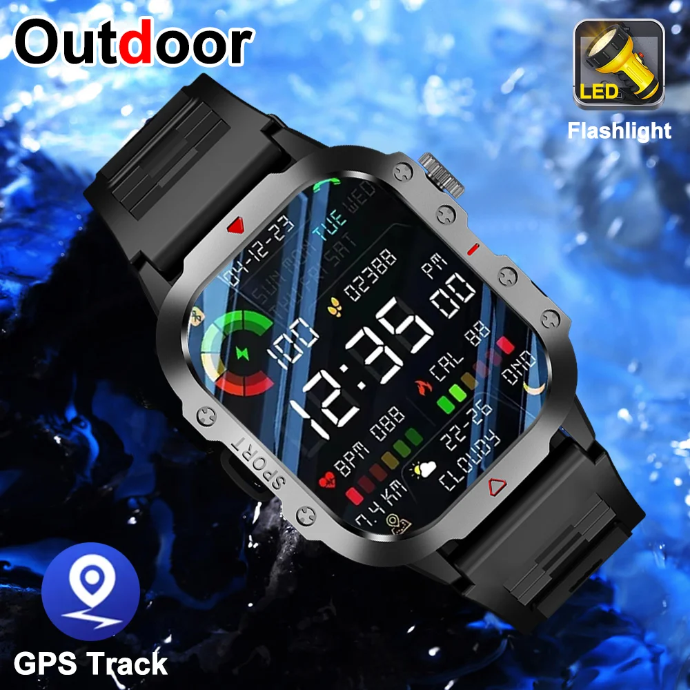 

2026 New Military Smart Watch Men IP68 Outdoor Sports Fitness Tracker Health Monitoring 2.01Inch Bluetooth Calls Smartwatch