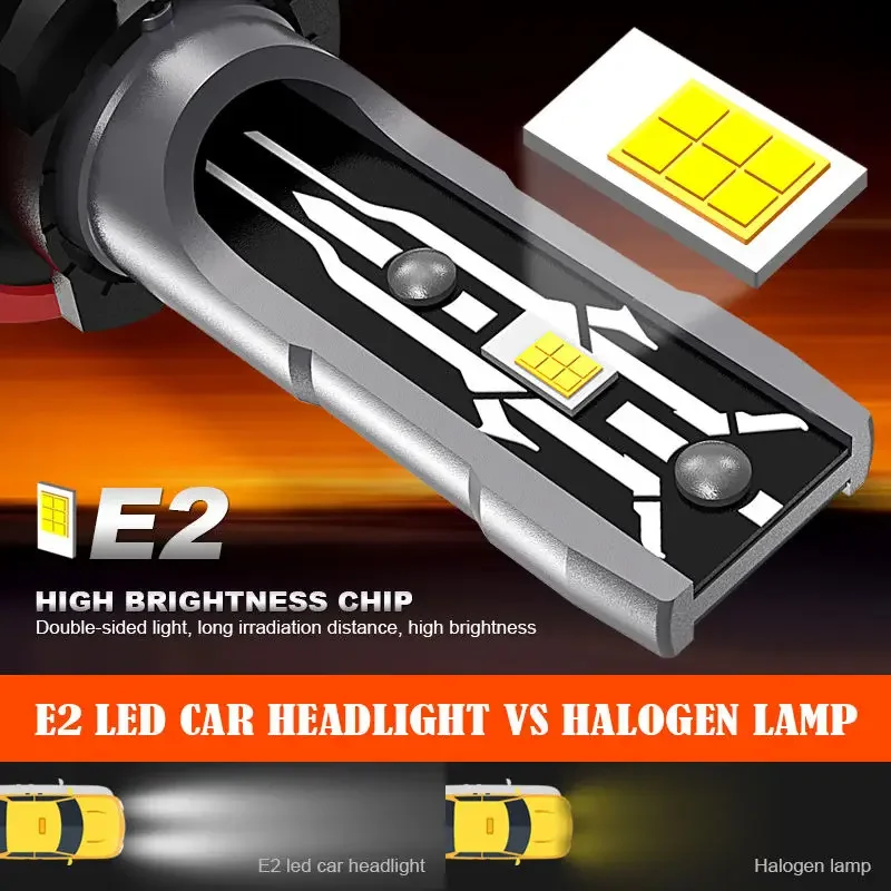 RijYuef 2024 Newest Mini size Car Led Headlight E2 H4 H7 H11 Fog light 55W 3600LM H1 H13 9005 9006 9012 Motorcycle LED Head Lamp