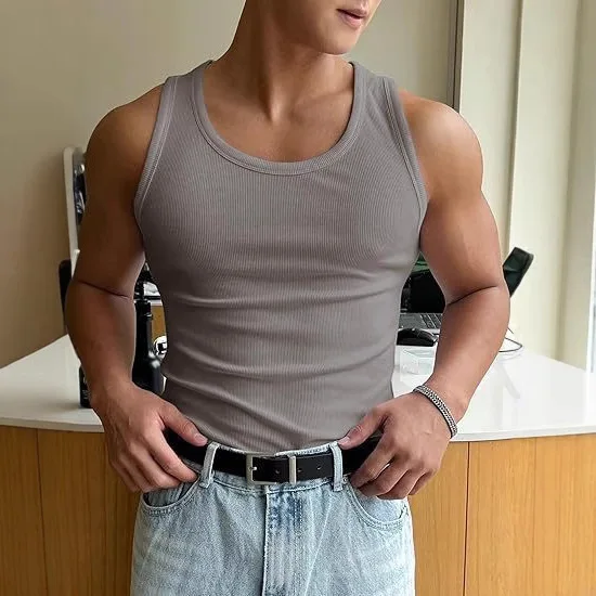 2025年夏新作 メンズ ラウンドネック ワークアウト フィットネス ベスト Tシャツ