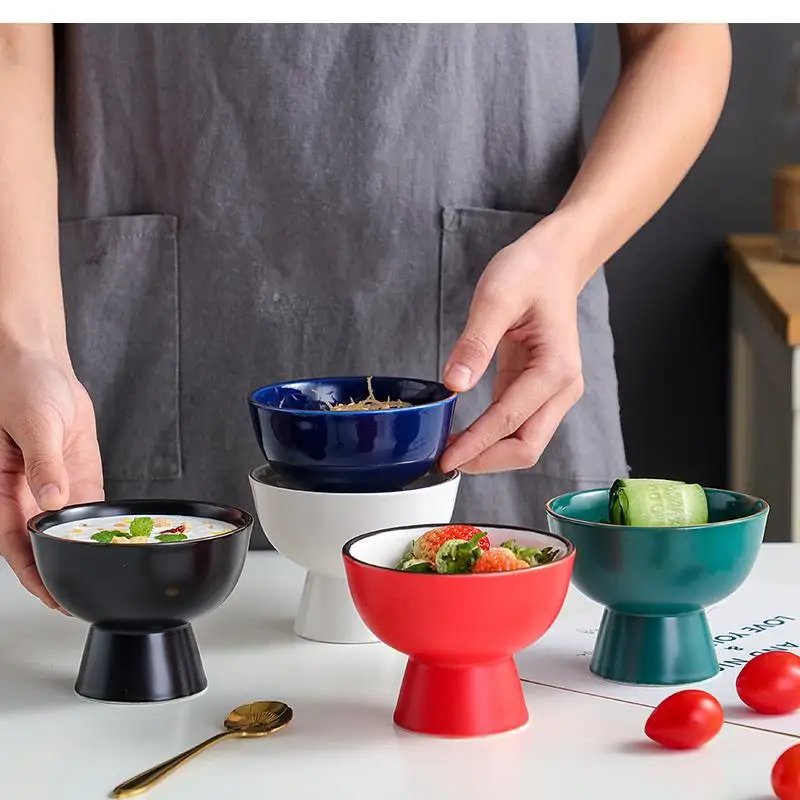

Ceramic Tall Bowl Household Tableware Ice Cream Yogurt Cup Dessert Round 160ML Snack Small Kitchen Supplies