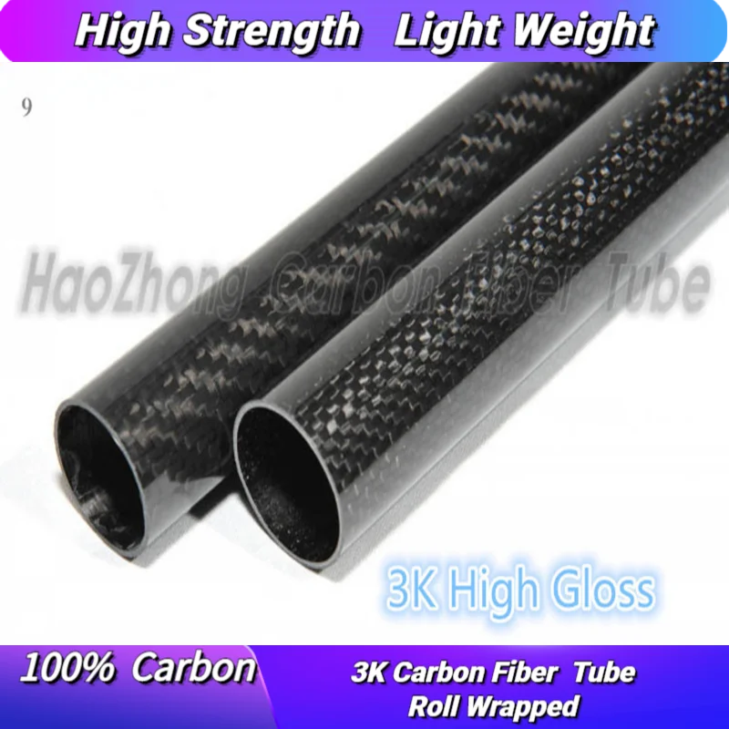 2.0mm Wall  3K Carbon Fiber Tube 8 10 12 14 16 18 20 22 24 25 26 30 38 40 45 48 50 60 64 80 84 90 94 100 104 114 mm x  L500mm