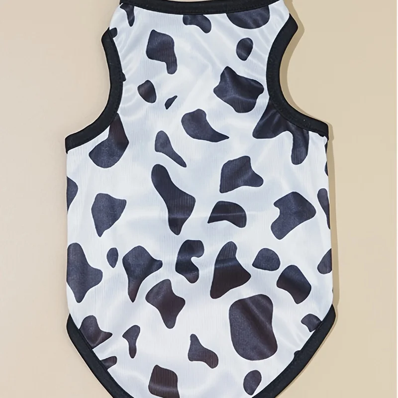 Pet clothes dog and cat vest Light, breathable and comfortable, black and white color cow pattern, fashionable and simple, suita