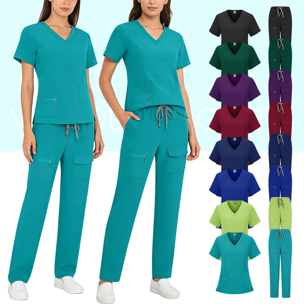 Multicolour Soft Polyester Hospital Doctor Scrubs Nurses Accessories Nursing Articles Dental Scrub Pet Store Veterinary Uniform