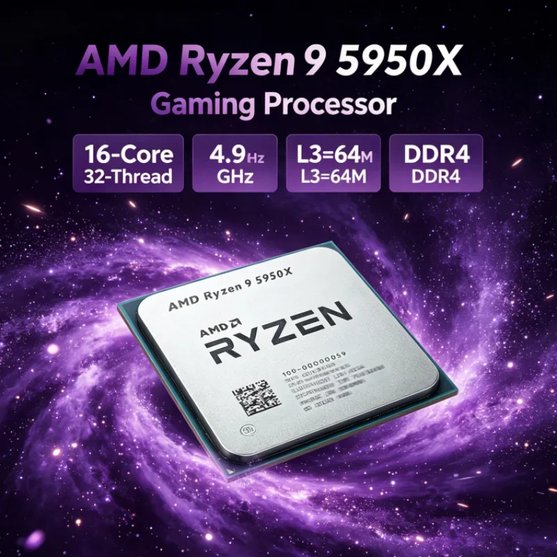 AMD Ryzen 9 5950X 105W 3.4 GHz but without cooler L3=64M 16-Core 32-Thread Socket AM4 UP to 4.9GHz Gaming CPU DDR4