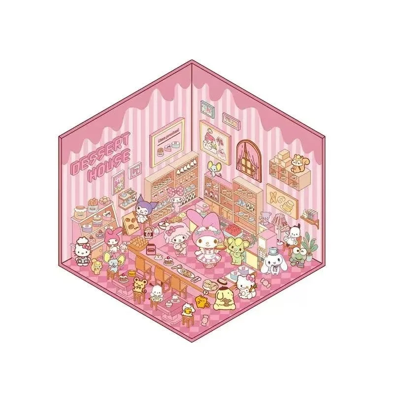 1set Cartoon Sanrio Multiple Choice 3D Stickers DIY Three-dimensional Cabin Scene Stacking Pasting Hand Account Sticker Kids Toy
