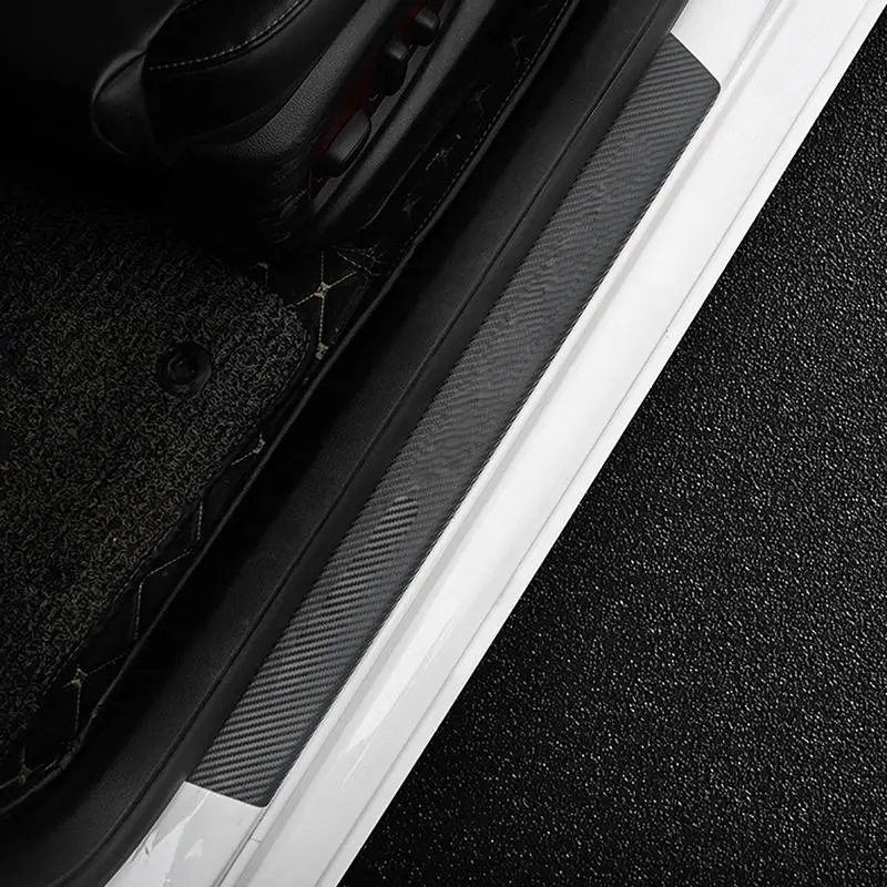 Door Edge Guards Waterproof Door Threshold Strips 4X Anti-Collision Automotive Exterior Accessories Carbon Fiber Car Sill