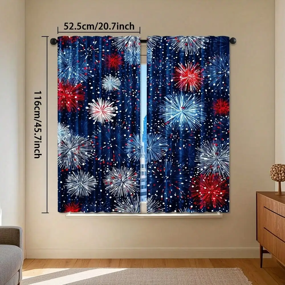 Celebrating the colors of the day with a red, white, and blue floral print, this curtain features a rod pocket design