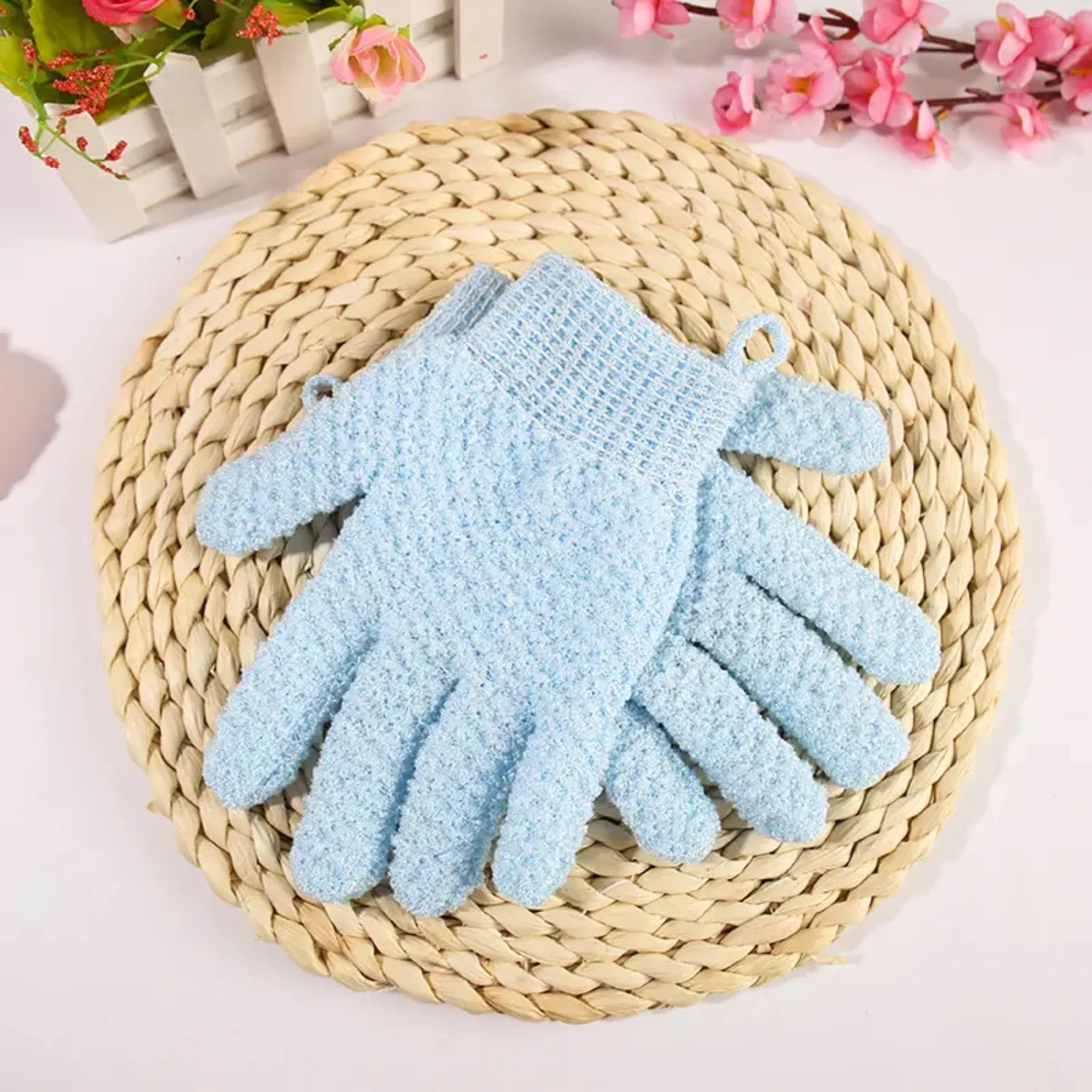 

Pair of Soft and Durable Random Color Five Finger Scrub Gloves - Perfect for Gentle Cleaning and Exfoliating Skin - Set of 2 Eco