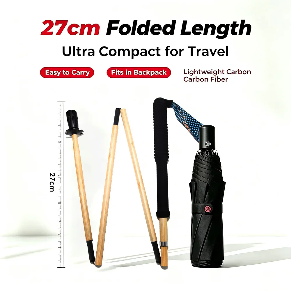 Ultralight Trekking Poles Bamboo Wrapped Carbon Fiber Folding Hiking Sticks Walking Stick Trekking Portable Travel Climbing Cane