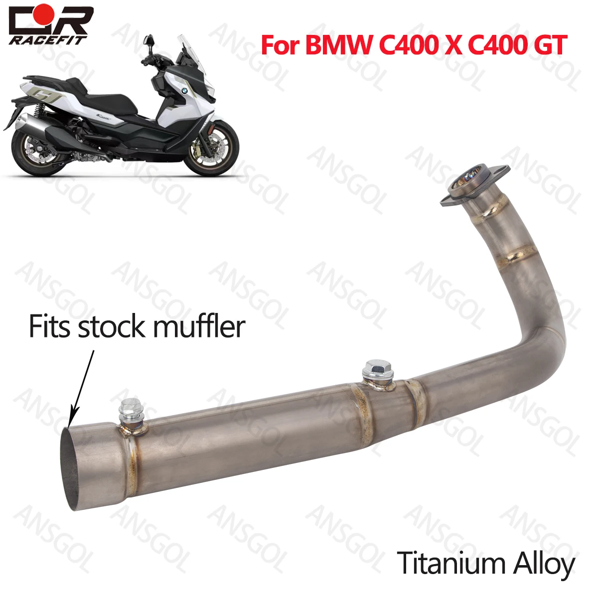 

Motorcycle Exhaust Front Link Pipe Slip-on For BMW C400X C400GT 2025 Motocross Escape Modified Header Link Pipe Titanium Alloy