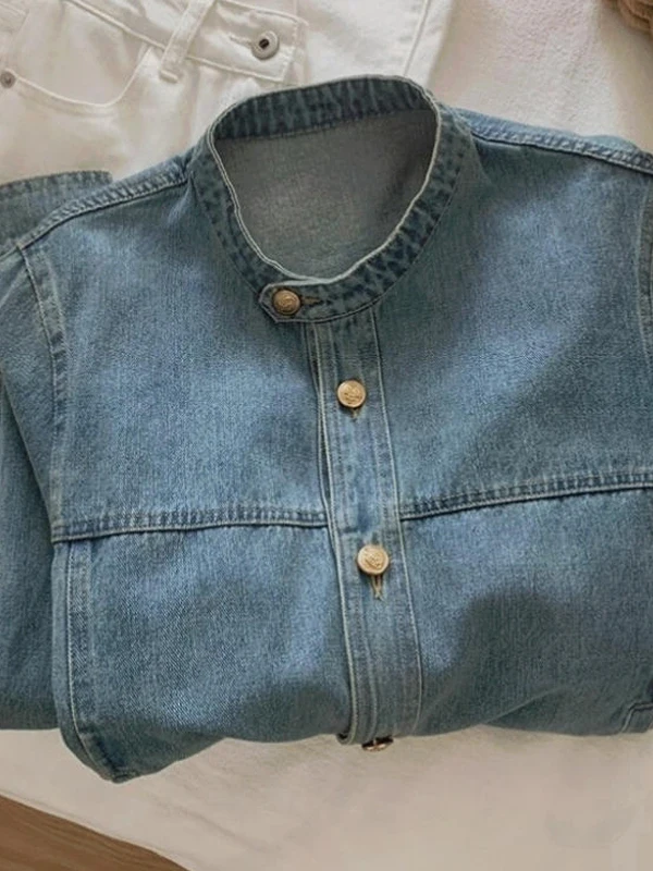 Retro Sle Women's ort Denim Jaet Loose Fit Slimming Top Spring Autumn New Arrival Casual Faion Outerwear