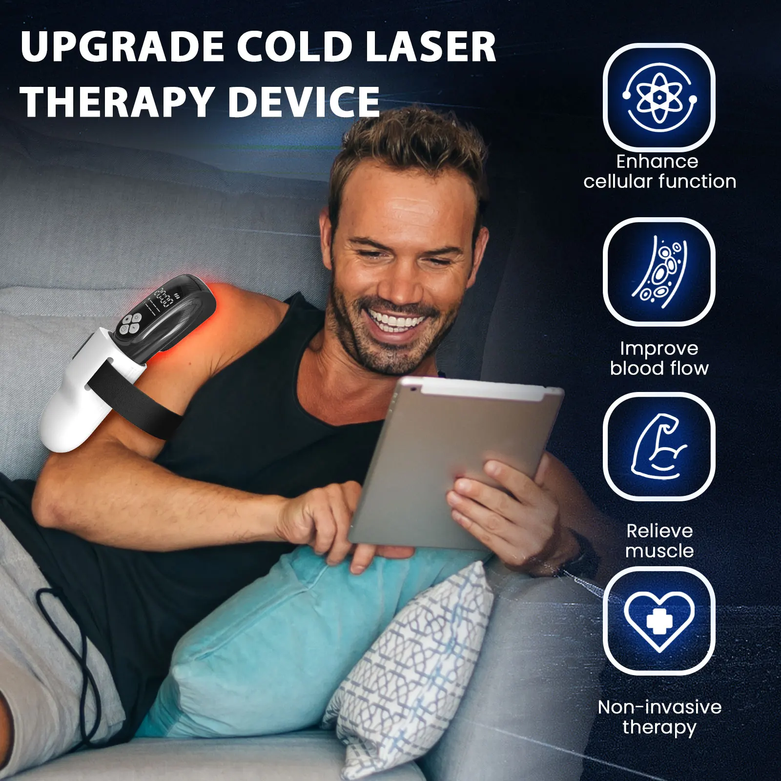 4x808nm LLLT معدات العلاج الطبيعي لتخفيف آلام الجسم التهاب المفاصل الكتف المجمد آلام الحيوانات الأليفة جسم الإنسان لتخفيف الآلام العناية بالبشرة