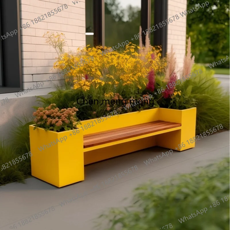 

Nordic High-End Garden Bench Modern Creative Commercial Leisure Park Bench Planter Box Customizable Outdoor Furniture