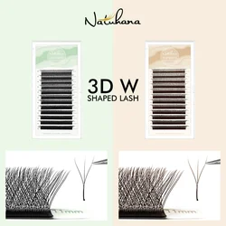 NATUHANA Lashes 3D W 모양 매트 속눈썹 확장 클로버 팬 속눈썹 개별 Premade 러시아어 볼륨 팬 밍크 거짓 메이크업