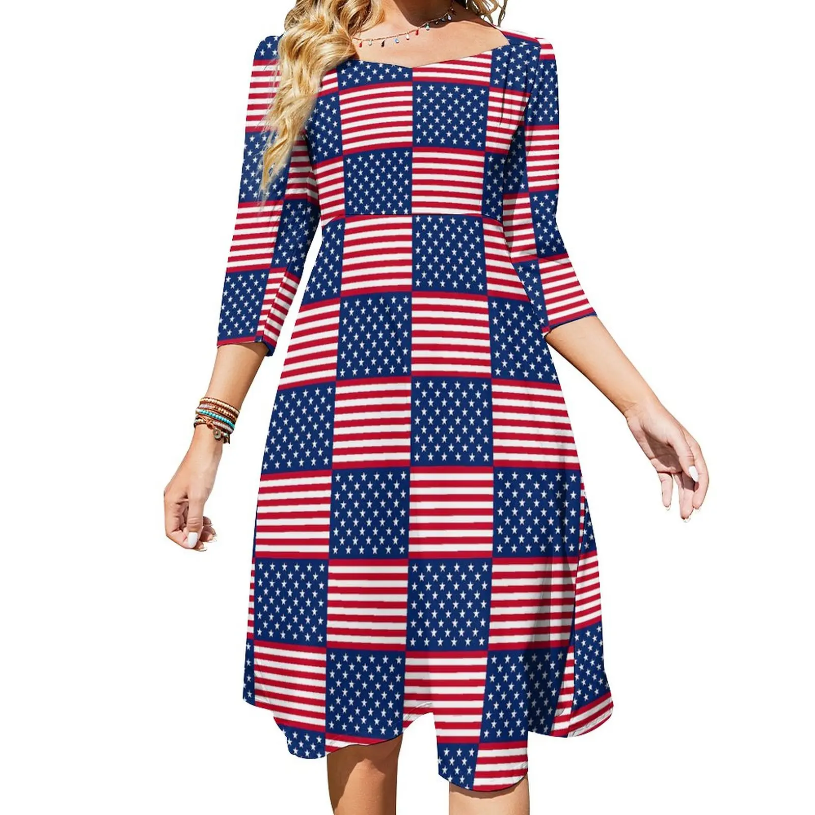 USA Flag Casual Dress Female American National Day Stylish Dresses Sexy Vintage Dress Graphic Clothing 4XL 5XL 6XL