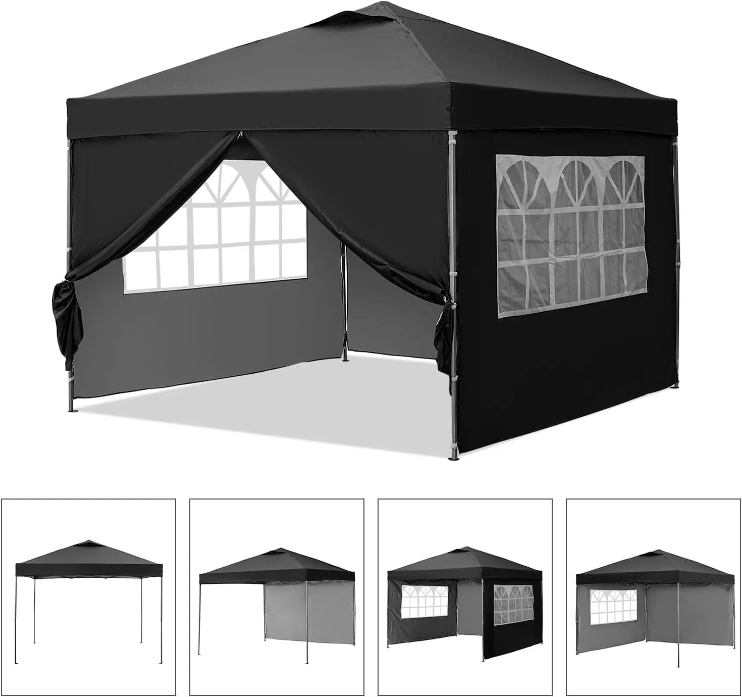 خيمة طلاء منبثقة للمناسبات ، مأوى فوري ، ستائر خارجية محمولة ، مظلة سوداء ، مع 4 جدران جانبية قابلة للإزالة ، 10 × 10 أقدام