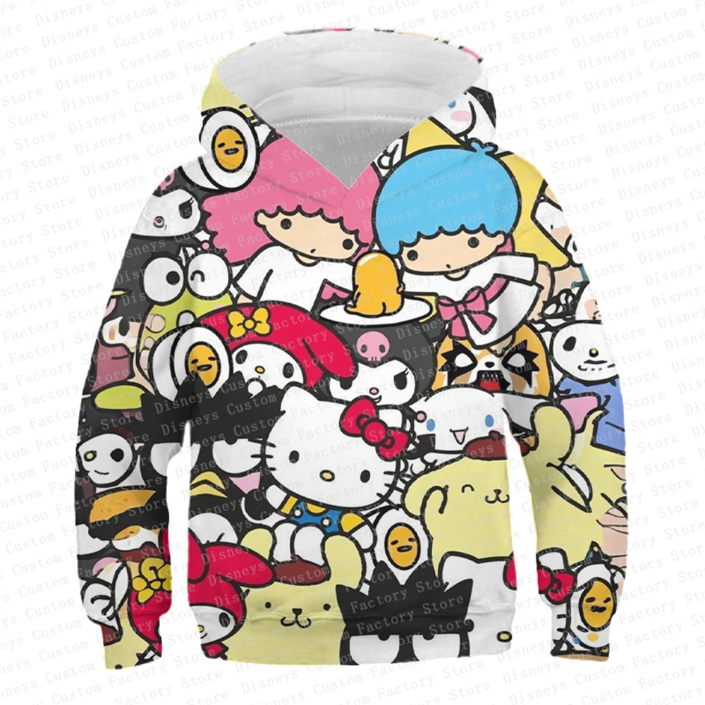 Children\'s Clothes Girls Cute Hoodies Cartoon Animal Hello Kitty & Friends Sanrio 3D Printed Child Sweatshirt Teen Boys Pullover